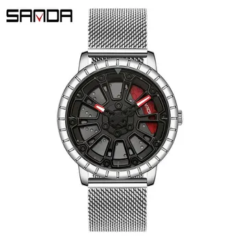 SANDA Новые мужские часы, модные мужские часы серии Wheel, персонализированные повседневные полые мужские часы, водонепроницаемые сетевые с кварцевыми часами синий