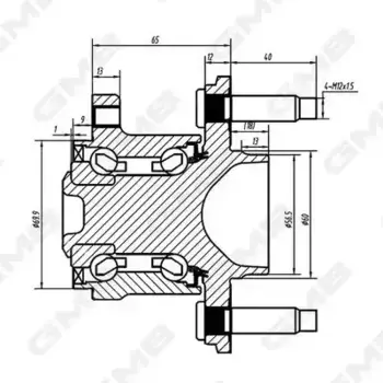 к-кт подшипника ступицы задней! R14 без ABS\ Chevrolet Aveo T300 11> GH34860M GMB