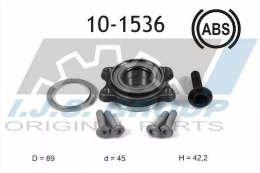 к-кт подшипника ступицы! передней\ Audi A6/A8, VW Phaeton 2.4-4.2 96> 10-1536 IJS