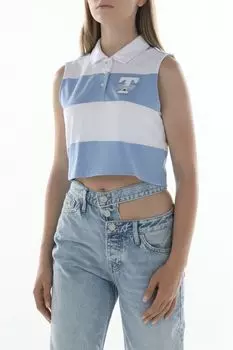 Топ хлопковый без рукавов в полоску Tommy Jeans