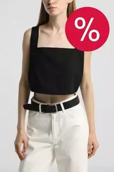 Топ из хлопка и льна на лямках Calvin Klein Jeans