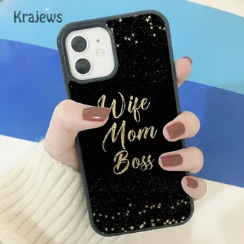 Мягкий чехол для телефона Krajews Wife Mom Boss Quotes для iPhone 14 5 SE 6s 7 8 plus X XR XS 11 12 13 pro max Samsung S21 S22 ultra iPhone 6plus