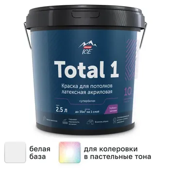 Краска для потолков Parade Total 1 цвет белый 2.5 л