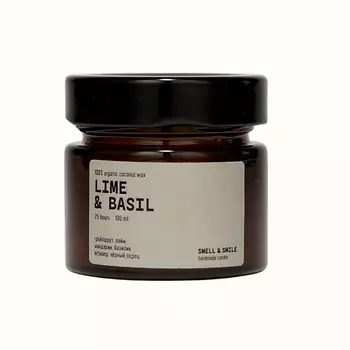 SMELL & SMILE Свеча ароматическая Лайм и базилик