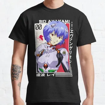 Летняя мужская мода Повседневные рубашки с коротким рукавом Neon Genesis Evangelion Черные футболки Футболки больших размеров S синий