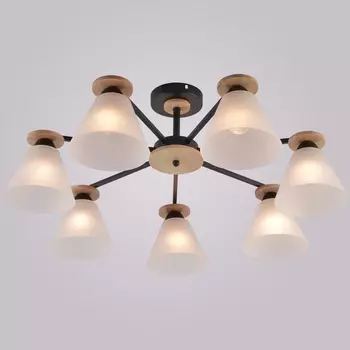Потолочная люстра на штанге Reluce 01625-0.3-07 BK+WOOD