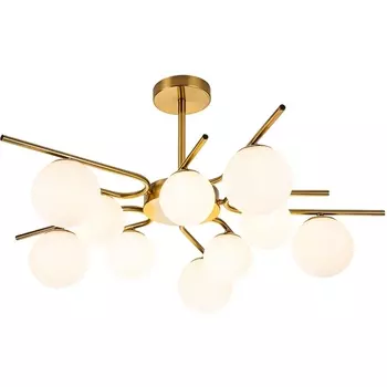 Потолочная люстра на штанге 642/10P E27*60W Escada Sphere Brass (плафоны шарики)