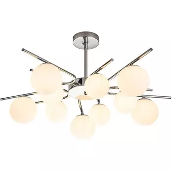 Потолочная люстра на штанге 642/10P E27*60W Escada Sphere Silver (плафоны шарики)