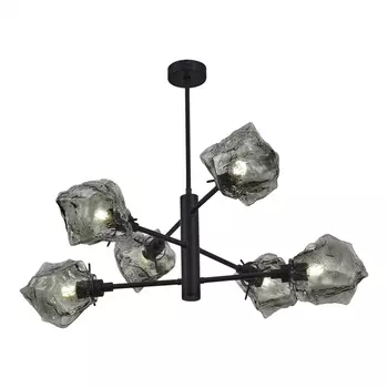Потолочная люстра на штанге ST Luce Portici SL1175.402.06 Черный/Серо-зеленый E14 6*40W