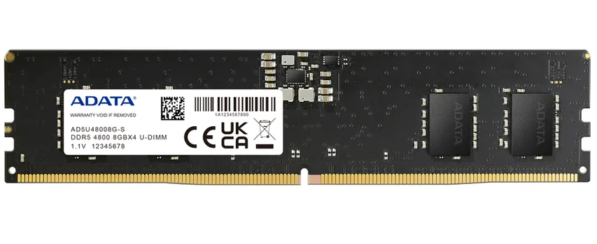 Память DDR5 DIMM 8Gb, 4800MHz, CL40, 1.1 В, ADATA (AD5U48008G-S)