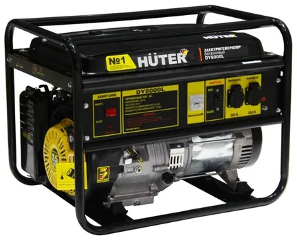 Электрогенератор Huter DY8000L, однофазный, синхронный, бензиновый, 15 л.с., 7кВт, 2xEURO 16A (64/1/33)