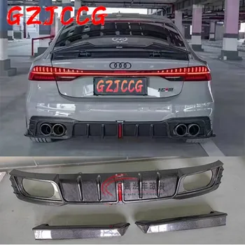 Задний бампер из углеродного волокна, спойлер, диффузор, крышка для Audi A7 S7 RS7 2019 2020 2021 год (с лампой)