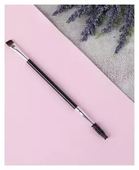Кисть для макияжа двусторонняя, с щёточкой, 18 см