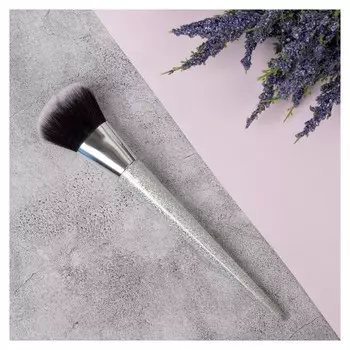 Кисть для макияжа Shine, 19,1 см, в чехле, цвет серебряный