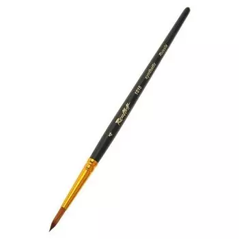 Кисть художественная Roubloff 1s15, синтетика, имитация колонка, круглая, № 4, укороченная вставка, короткая ручка
