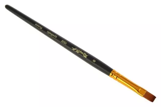 Кисть художественная Roubloff 1s25, синтетика, имитация колонка, плоская, № 8, короткая ручка