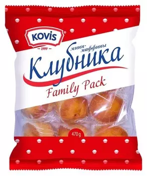 Кекс мини-маффины Kovis с фруктово-ягодной нач. клубника, 470г