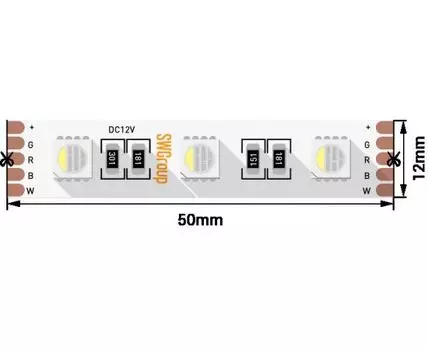 Светодиодная лента 12В 19.2Вт IP20 цвет RGB + теплый белый SWG560-12-19.2-RGB_WW
