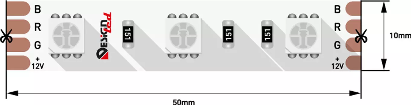 Светодиодная лента 1м. 14,4W DSG560-12-RGB-33