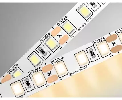 Светодиодная лента 2835 120Led, 9.6W m, 12V IP20 3000K 5m,кратность резки 25mm Ambrella Light GS