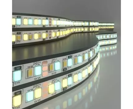 Светодиодная лента Лента светодиодная 24V 16W 240Led 2835+2835 IP20 MIX теплый белый/холодный белый, 5м