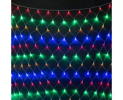 Светодиодная Сеть 2 x 2 м Разноцветная 24В, 256 LED, Провод Прозрачный ПВХ, IP54