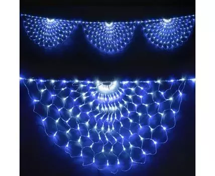 Светодиодная Сеть Радужная 3 x 0,5 м Бело-Синяя, 348 LED, Провод Прозрачный Силикон, IP65