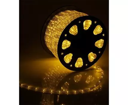 Светодиодный Дюралайт 13 мм Желтый, 36 LED/м, Свечение 180град., IP54, Бухта 100м