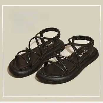 Fashion 2024 New Sandals Women s Summer Flat Bottom Casual Beach Shoes Thick Sole Versatile Outwear Travel Daily Shoes 35 белый