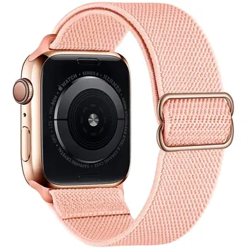Эластичный нейлоновый ремешок Solo Loop для Apple Watch Series 6/5/4/3 SE, регулируемый эластичный плетеный спортивный эластичный ремешок для iWatch 40 мм 44 мм 38mm 40mm 41mm чёрный