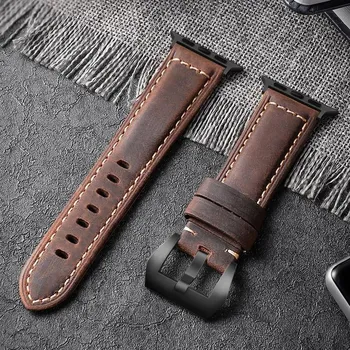 Для Apple Watch Band Высококачественный кожаный ремешок для мужчин серии 7 8 123456 SE Ultra 49 мм 44 мм 40 мм ремешок для часов 45 мм 41 мм 38 мм 42 мм ремешок 42mm 44mm 45mm 49mm