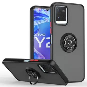 Модный матовый чехол KEYSION для VIVO Y21 T Y21S Y33S Y33T, противоударный чехол с прозрачным кольцом для телефона VIVO Y11 Y12 Y15 Y17 for VIVO Y21 чёрный