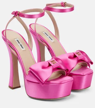Сатиновые босоножки на платформе Miu Miu, Begonia