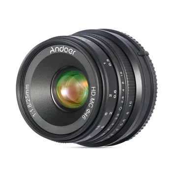 Andoer 25 мм F1.8 APS-C объектив с ручной фокусировкой и широкой диафрагмой, замена для Sony чёрный