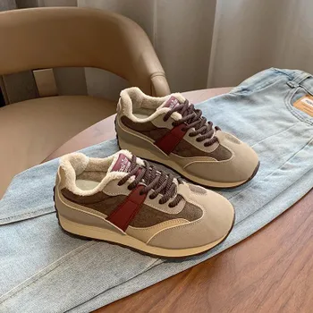 Кроссовки женские для бега Korean Velvet Forrest Gump — зимняя версия 2024 года 40 коричневый