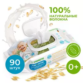 SYNERGETIC Влажные салфетки Pure&Nature "Пантенол и овсяное молочко" 0+ 90.0