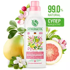 SYNERGETIC Кондиционер-ополаскиватель для стирки белья "Помело и яблоневый цвет" гипоаллергенный 750