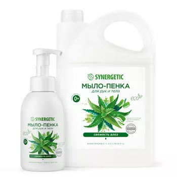 SYNERGETIC Набор Мыло-пенка для рук и тела Свежесть алоэ канистра + мыло-пенка 4000.0
