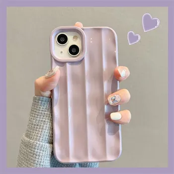 Роскошный однотонный плиссированный чехол в 3d полоску для Iphone 13 12 11 14 Pro Max Xs Xr X Plus противоударный бампер с волнистой рамкой, чехол для телефона For iPhone X XS