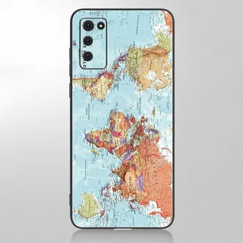 Забавный чехол для телефона с картой путешествий для Samsung Galaxy A12 A02S A22 A32 A52 A72 A71 A51 A41 A31 A21 A11 A50 A70 A10S A20S черный чехол Samsung A41