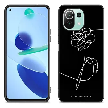Чехол Love Yourself с цветком для Xiaomi Mi POCO X3 NFC F3 GT M3 11i 11 Ultra 10T Pro A2 11 Lite Redmi K40 K20 7 7A, черный мягкий чехол Redmi 7