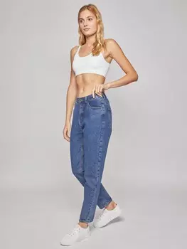 Джинсы силуэта Mom Fit на резинке