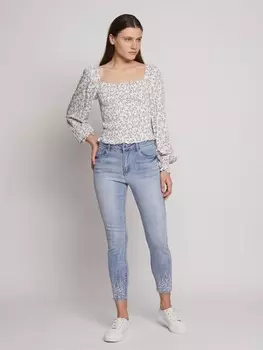 Джинсы силуэта Skinny с вышивкой