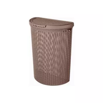 Корзина для белья, 45 л, полусфера, пластик, коричневая, с крышкой, Eco Style, 431217614