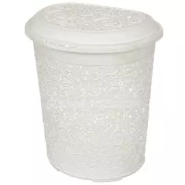 Корзина для белья, 50 л, 45х34х53.5 см, пластик, белая, Idea, Кружево, М2603