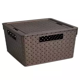 Корзина для хранения, 11 л, 29х15х29 см, плетеная, пластик, венге, с крышкой, Violet, Береста, 6811105
