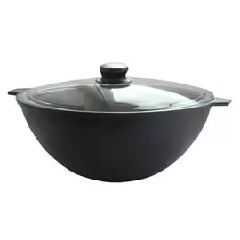 Котел чугун, 5 л, с крышкой, крышка стекло, Камская посуда, к52