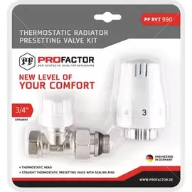 Комплект термостатический для радиатора, 3/4", прямой, ProFactor, PF RVT 990