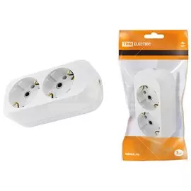 Корпус удлинителя 2 гнезда, 2 + 3, с заземлением, 16 А, 250 В, белый, TDM Electric, SQ1806-0015