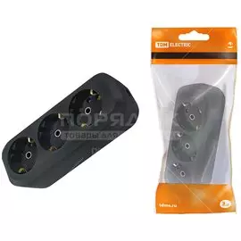 Корпус удлинителя 3 гнезда, 2 + 3, 16 А, 250 В, черный, TDM Electric, SQ1806-0113